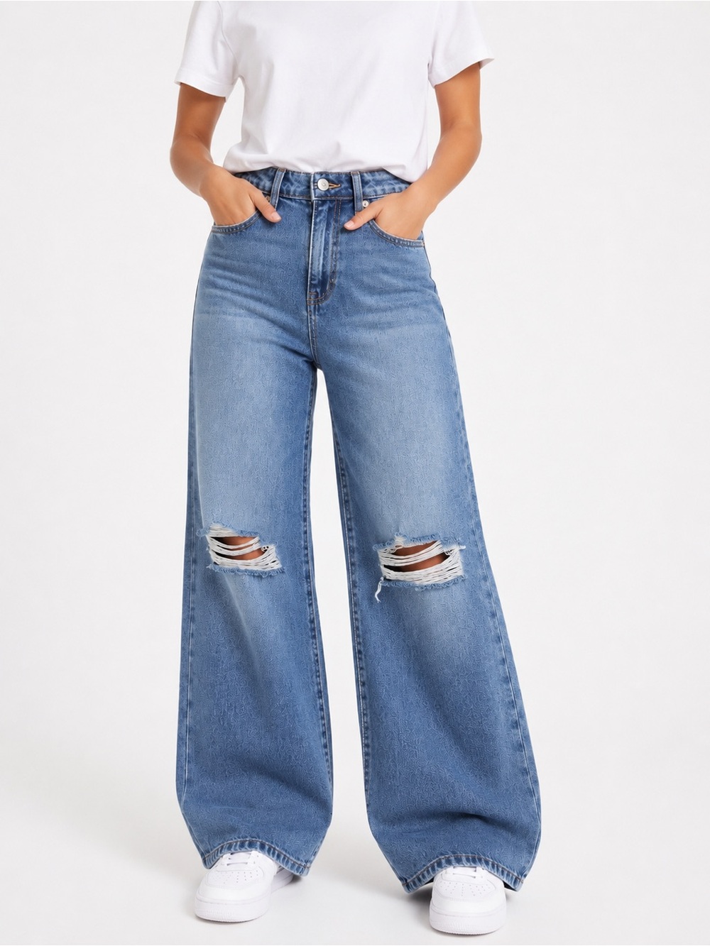Wide Leg Ripped Jeans High Rise Size S NWT No Boundaries